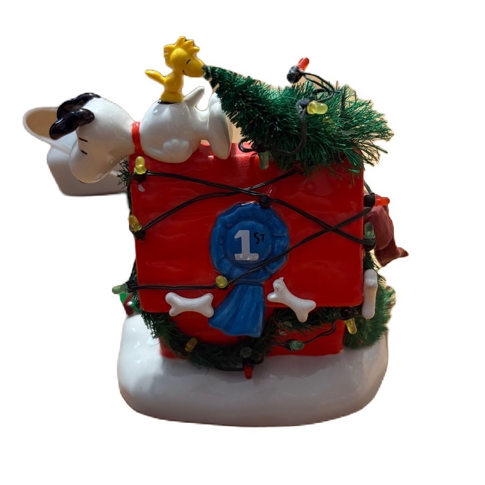 Department 56 Snoopy Light Up Christmas Decor Ceramic Getting Ready Woodstock